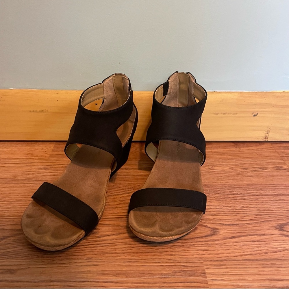 Black Wedge Sandals